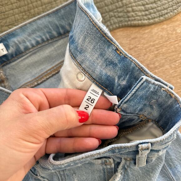 LOFT Unpicked Hem High Rise Wide Leg Jeans Light Indigo Wash 26 - Picture 9 of 11